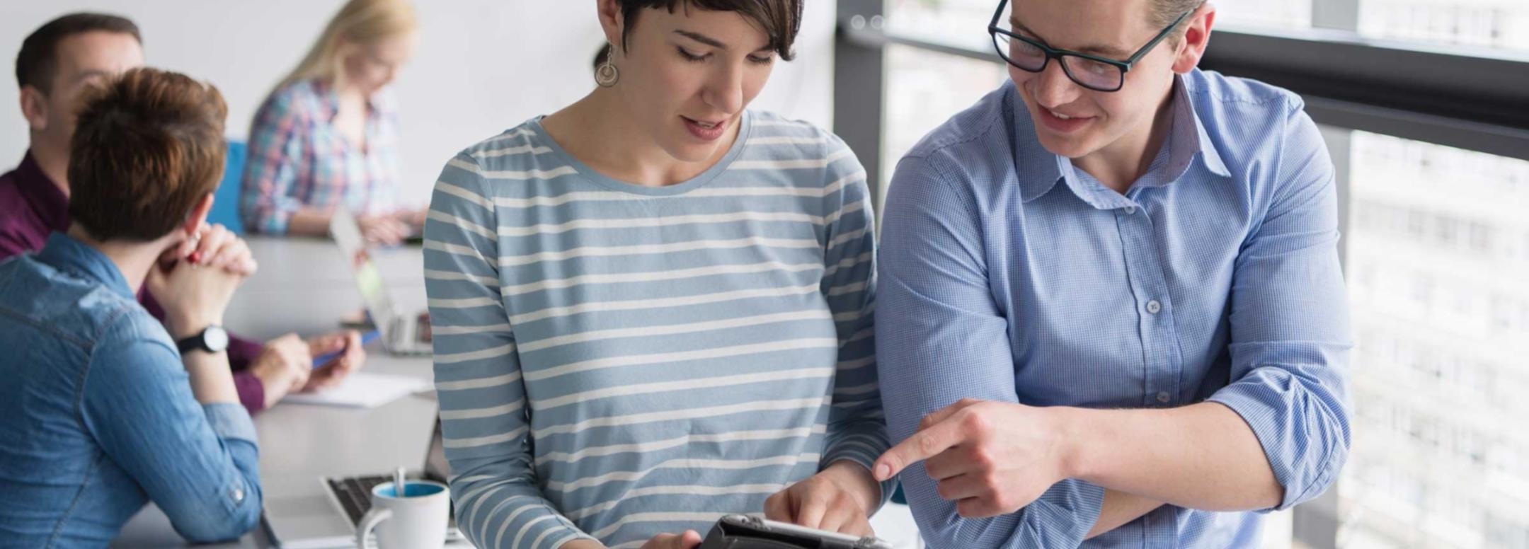Teammitglieder bei der Kursplanung